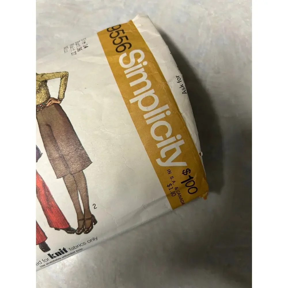 Vintage 1970's Simplicity Pattern #9556 Pants Knickers Gauchos Top‎ Miss Size 14